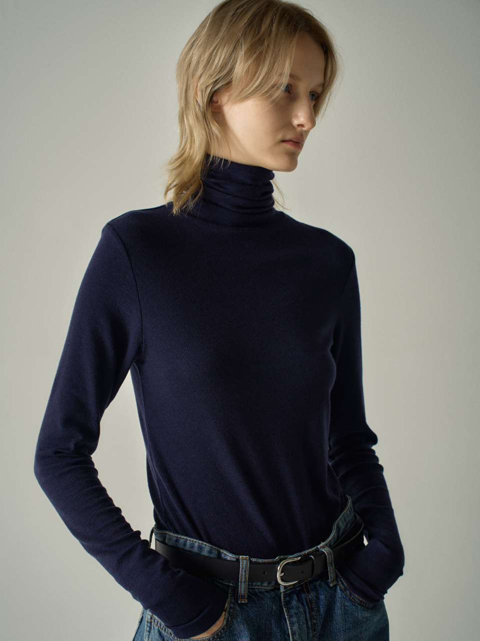 FACADE PATTERN Wool Roll Neck Top