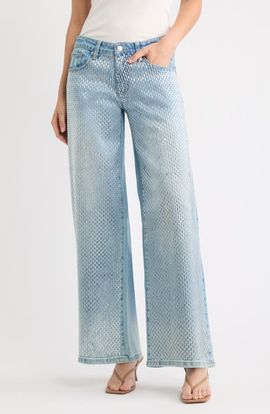 Fade Out Loud Fade Out Loud Bar Studded Low Rise Wide Leg Jeans