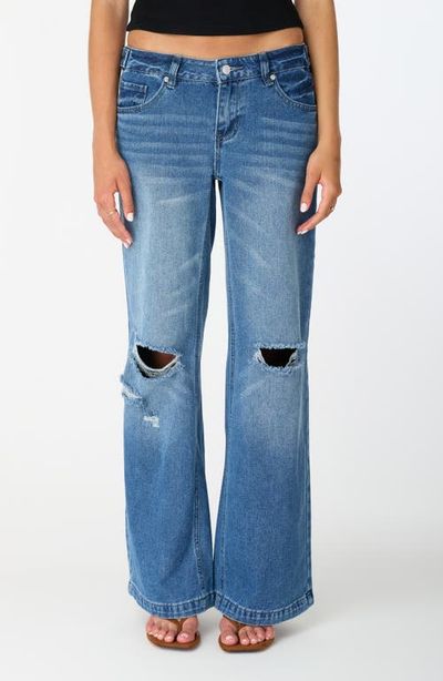 Fade Out Loud Fade Out Loud Ripped Low Rise Wide Leg Jeans