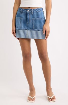 Fade Out Loud Fade Out Loud Stripe Jacquard Utility Cuffed Miniskirt