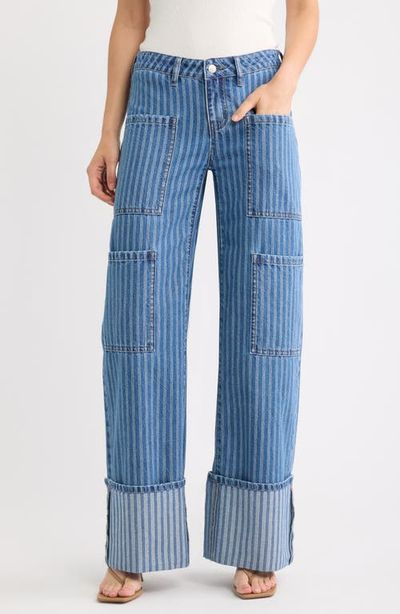 Fade Out Loud Fade Out Loud Striped Jacquard Wide Leg Cargo Jeans