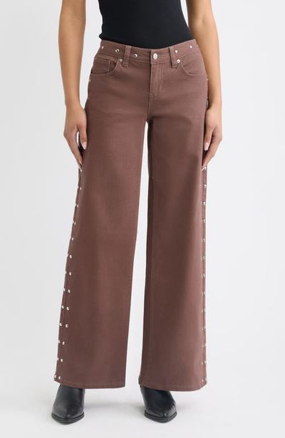 Fade Out Loud Fade Out Loud Studded Low Rise Wide Leg Jeans