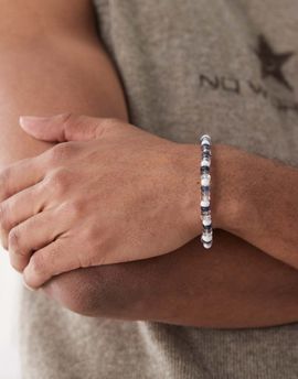 FADED FUTURE Faded Future multibead elasticated bracelet in navy-Neutral