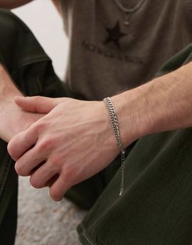 FADED FUTURE Faded Future multirow curb chain bracelets in silver
