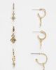 FADED FUTURE Faded Future pack of 3 charm earrings with rhinestones in gold - 1