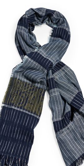 Faherty Faherty Bold Pin Stripe Oblong Scarf Total Eclipse Multi One