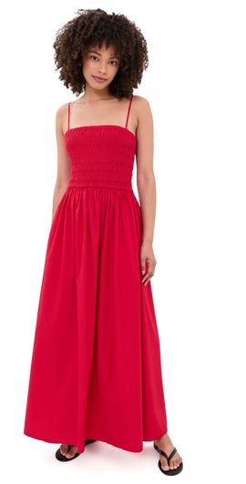 Faherty Faherty Coastal Poplin Lucia Dress Tango Red