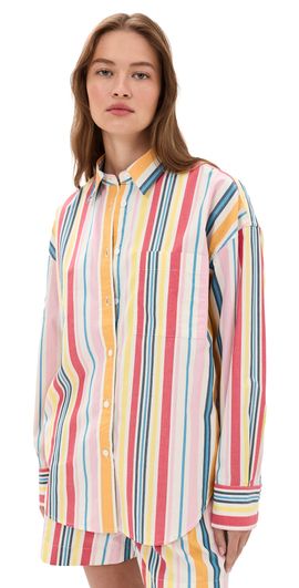 Faherty Faherty Coastal Poplin Relaxed Button Down Shirt Sunset Parade