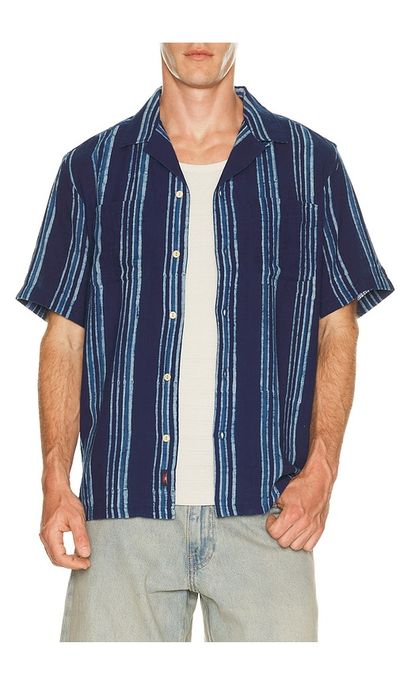 Faherty Faherty Short Sleeve Indigo Camp Shirt