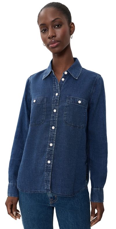 Faherty Faherty Tried & Truechambray Classic Buttondown Night Lagoon Wash