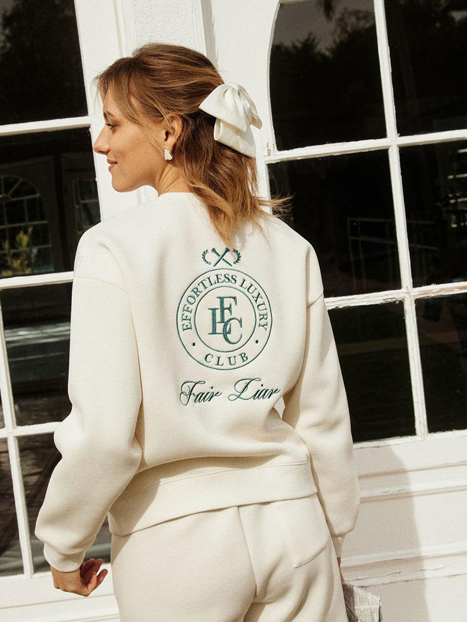 FAIRLIAR CLUB Balloon Sleeve Minimalist Crewneck Sweatshirt