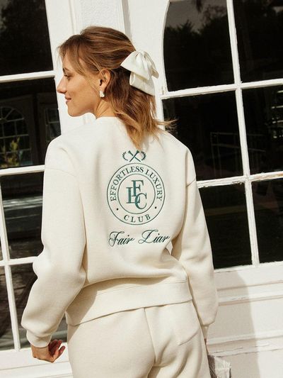 FAIRLIAR CLUB Balloon Sleeve Minimalist Crewneck Sweatshirt