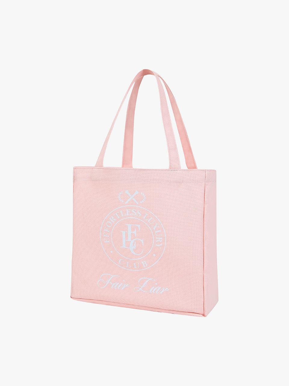 FAIRLIAR CLUB Canvas Logo Print Versatile Tote Bag [PINK]