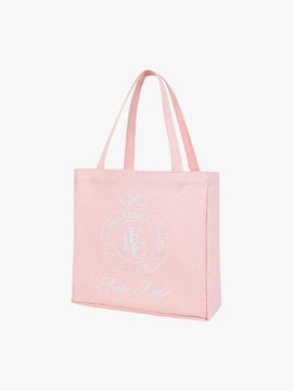 FAIRLIAR CLUB Canvas Logo Print Versatile Tote Bag [PINK]