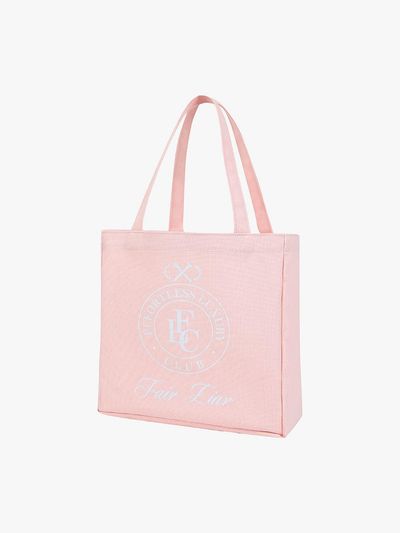 FAIRLIAR CLUB Canvas Logo Print Versatile Tote Bag [PINK]