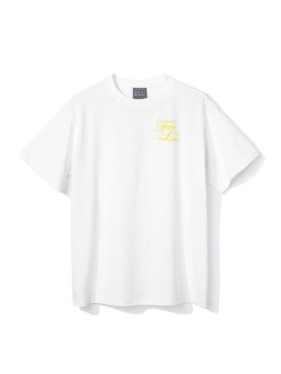 FAIRLIAR CLUB Oversized Logo Print Cotton T-shirt [Beige]