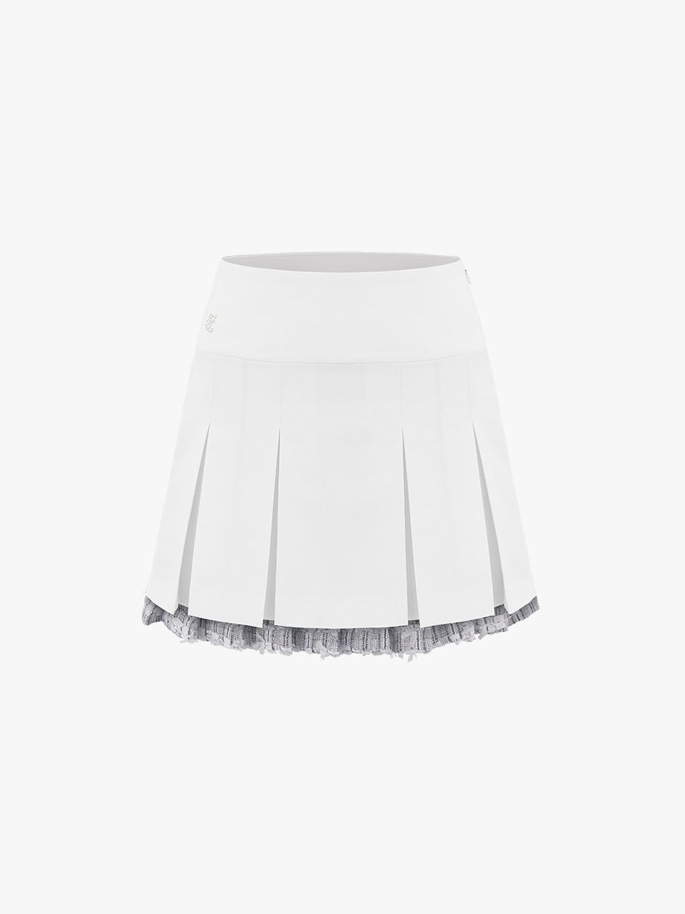 FAIRLIAR GOLF A-line Pleated Tweed Skirt [Beige]