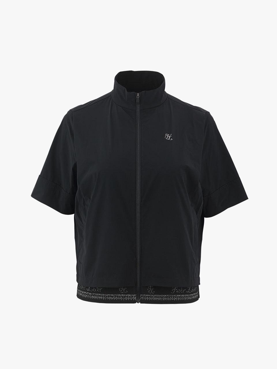 FAIRLIAR GOLF Back Slit Short-sleeve Semi A-line Jacket [Black]