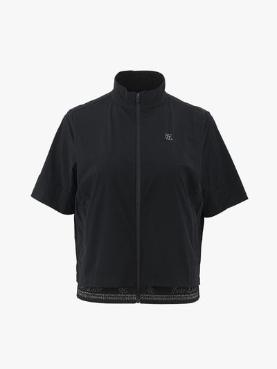 FAIRLIAR GOLF Back Slit Short-sleeve Semi A-line Jacket [Black]