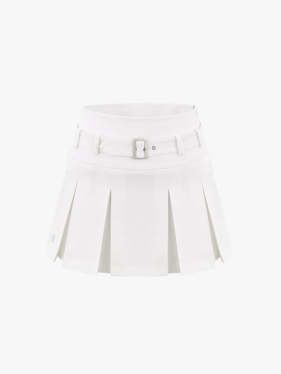 FAIRLIAR GOLF Belt A-line Pleated Skirt [Beige]