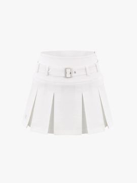 FAIRLIAR GOLF Belt A-line Pleated Skirt [Beige]