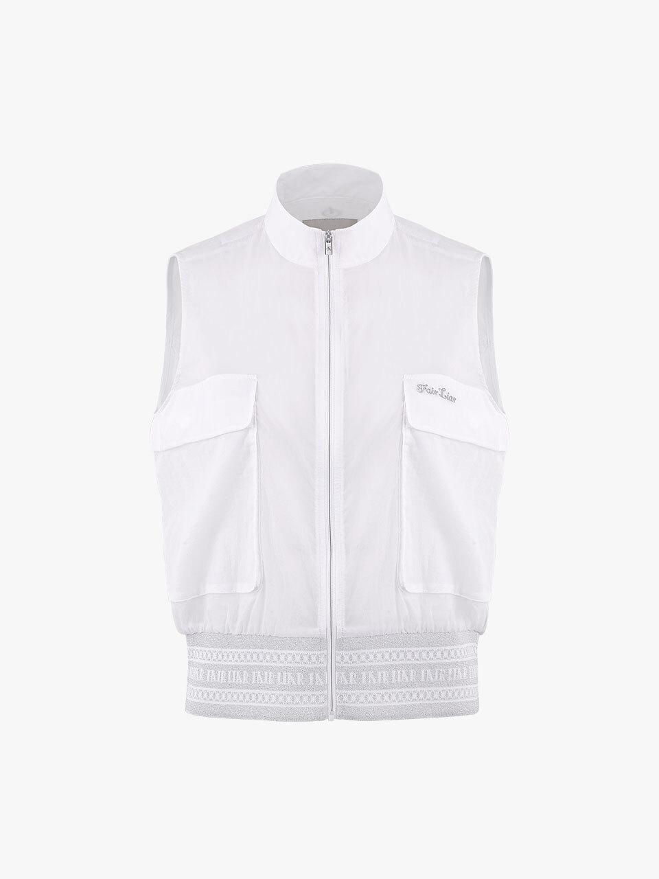 FAIRLIAR GOLF Big Pocket Lightweight Nylon Zip-up Vest [Beige]