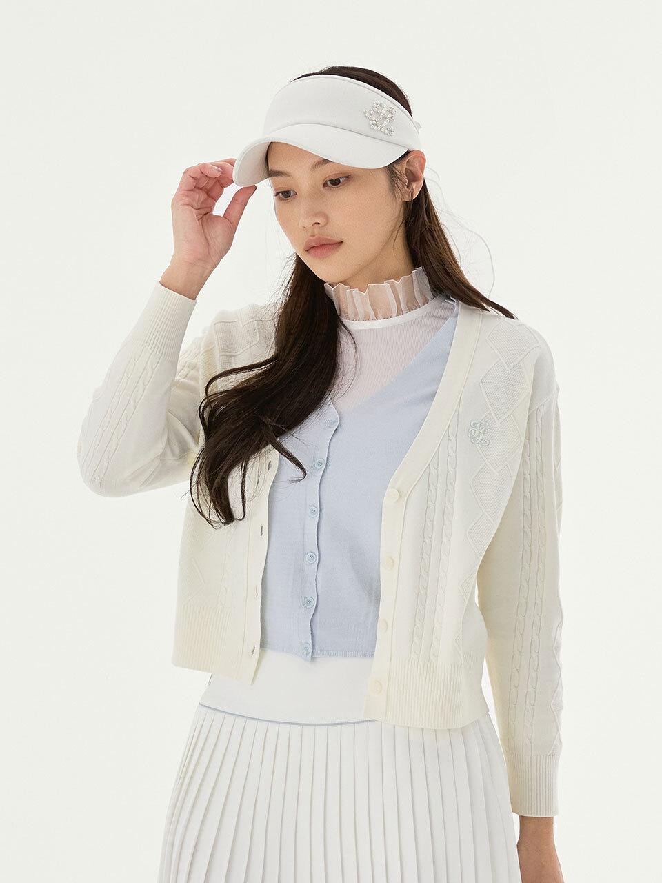 FAIRLIAR GOLF Double-tone V-neck Cardigan Golf [WHITE]
