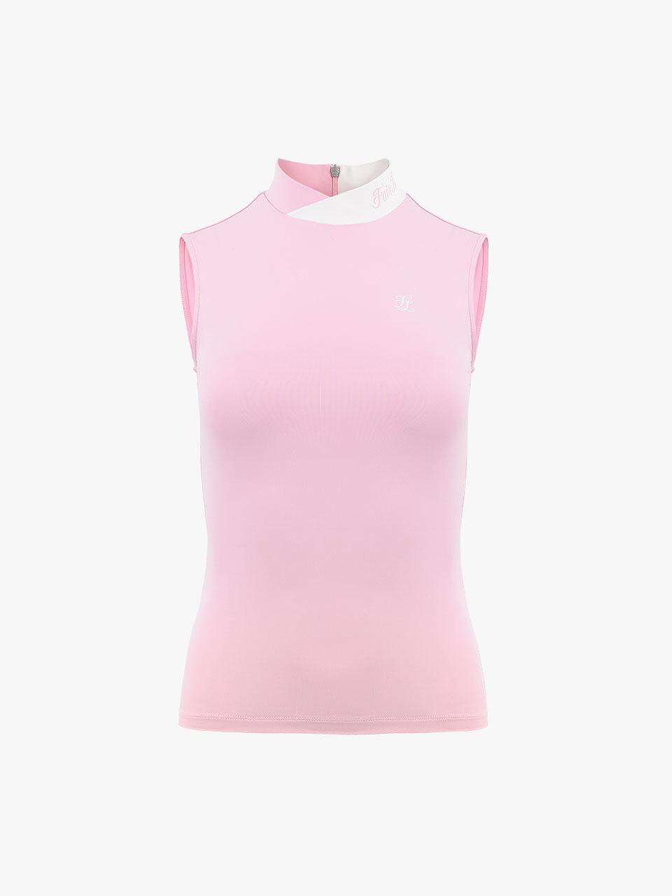FAIRLIAR GOLF Double High-neck Sleeveless T-shirt [Pink]