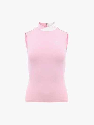 FAIRLIAR GOLF Double High-neck Sleeveless T-shirt [Pink]