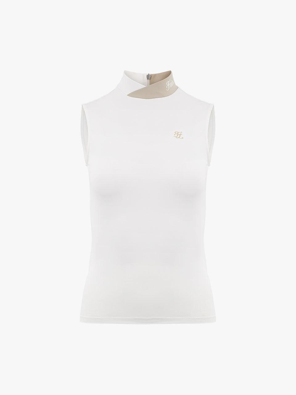 FAIRLIAR GOLF Double High-neck Slim Fit Sleeveless T-shirt [Beige]