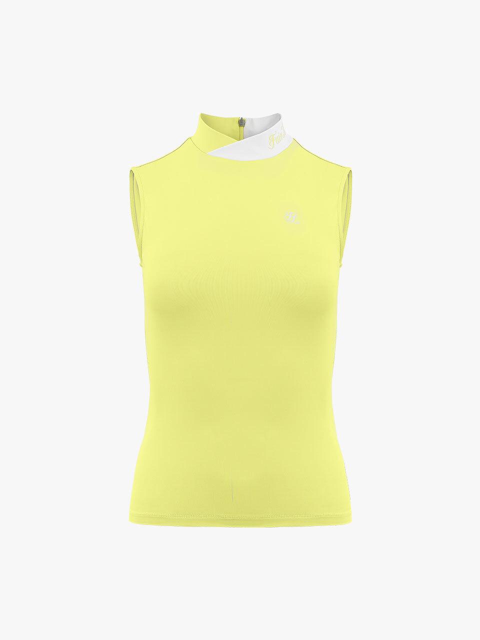FAIRLIAR GOLF Double High-neck Slim Fit Sleeveless T-shirt [Yellow]