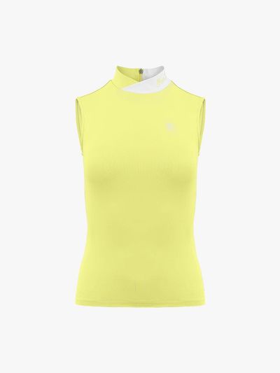 FAIRLIAR GOLF Double High-neck Slim Fit Sleeveless T-shirt [Yellow]