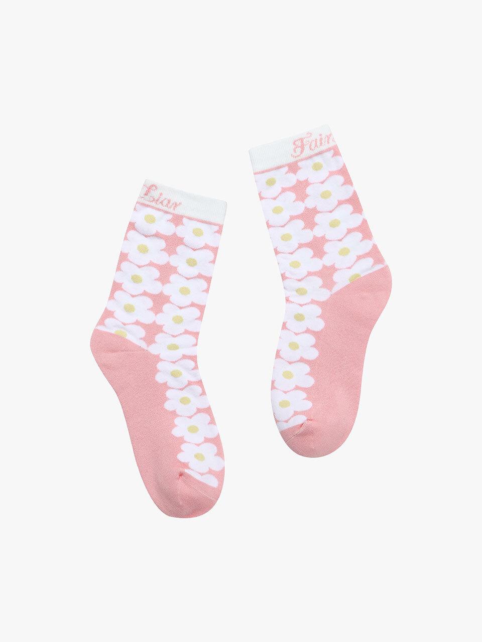 FAIRLIAR GOLF Flower Mesh Ankle Socks [Pink]