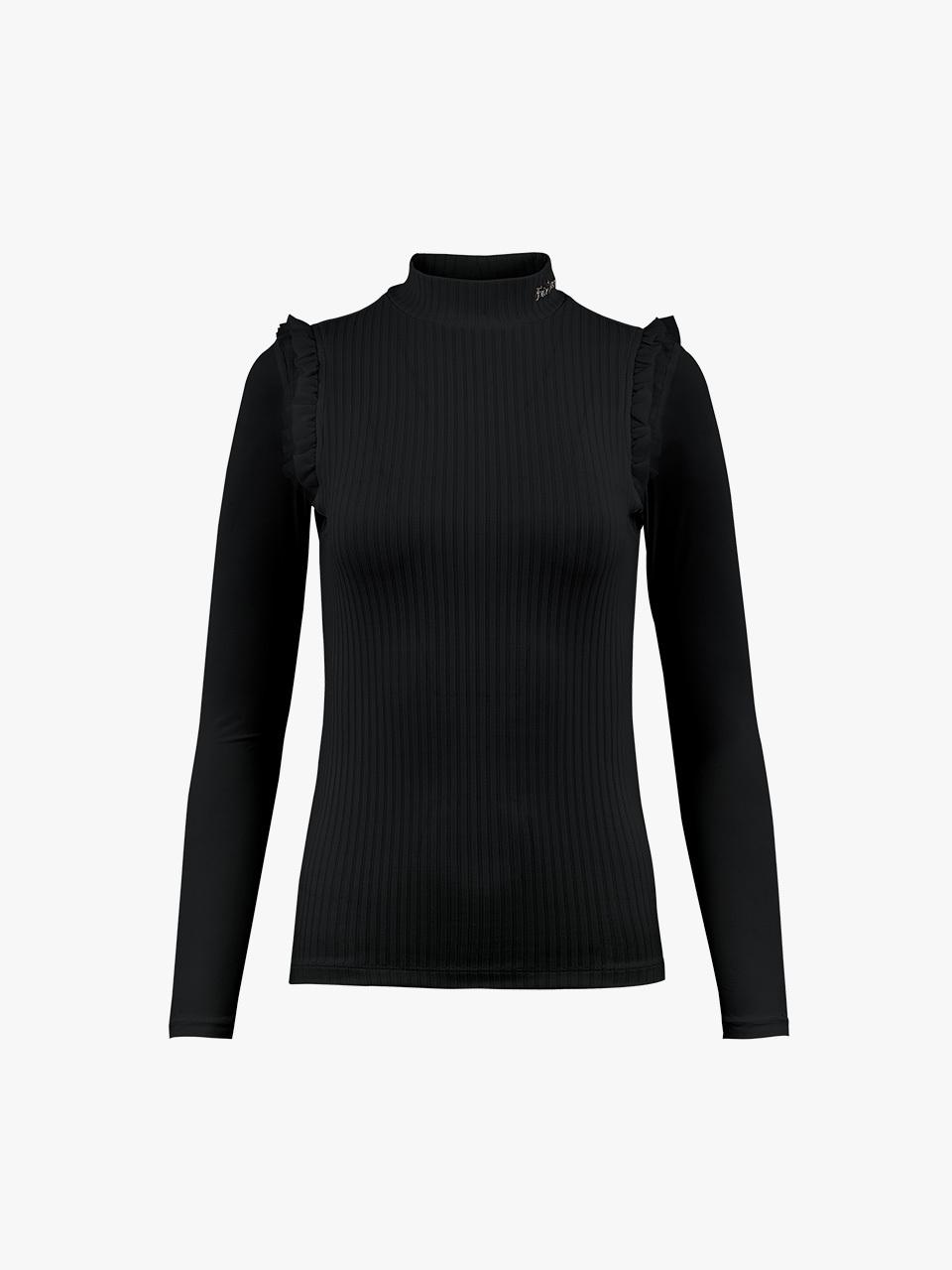 FAIRLIAR GOLF Frill Rib Cool-Touch Slim Fit T-Shirt [Black]