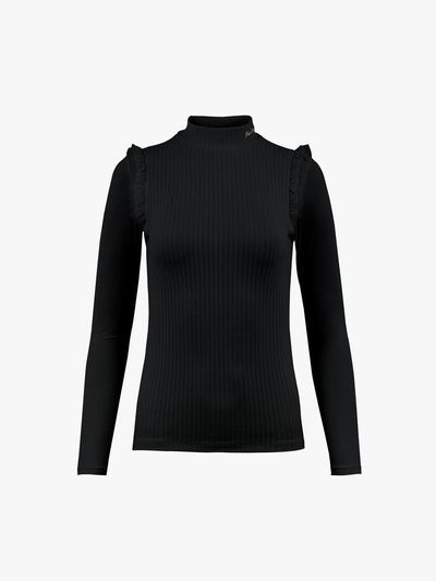 FAIRLIAR GOLF Frill Rib Cool-Touch Slim Fit T-Shirt [Black]
