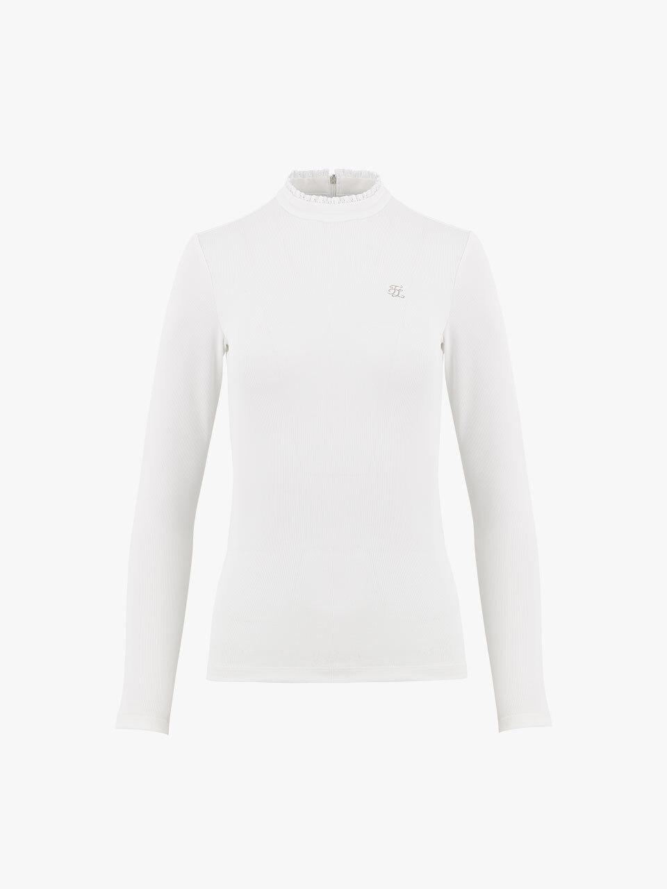 FAIRLIAR GOLF Frilled High-Neck Slim-Fit Long Sleeve T-shirt [Beige]