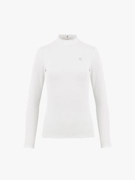 FAIRLIAR GOLF Frilled High-Neck Slim-Fit Long Sleeve T-shirt [Beige]