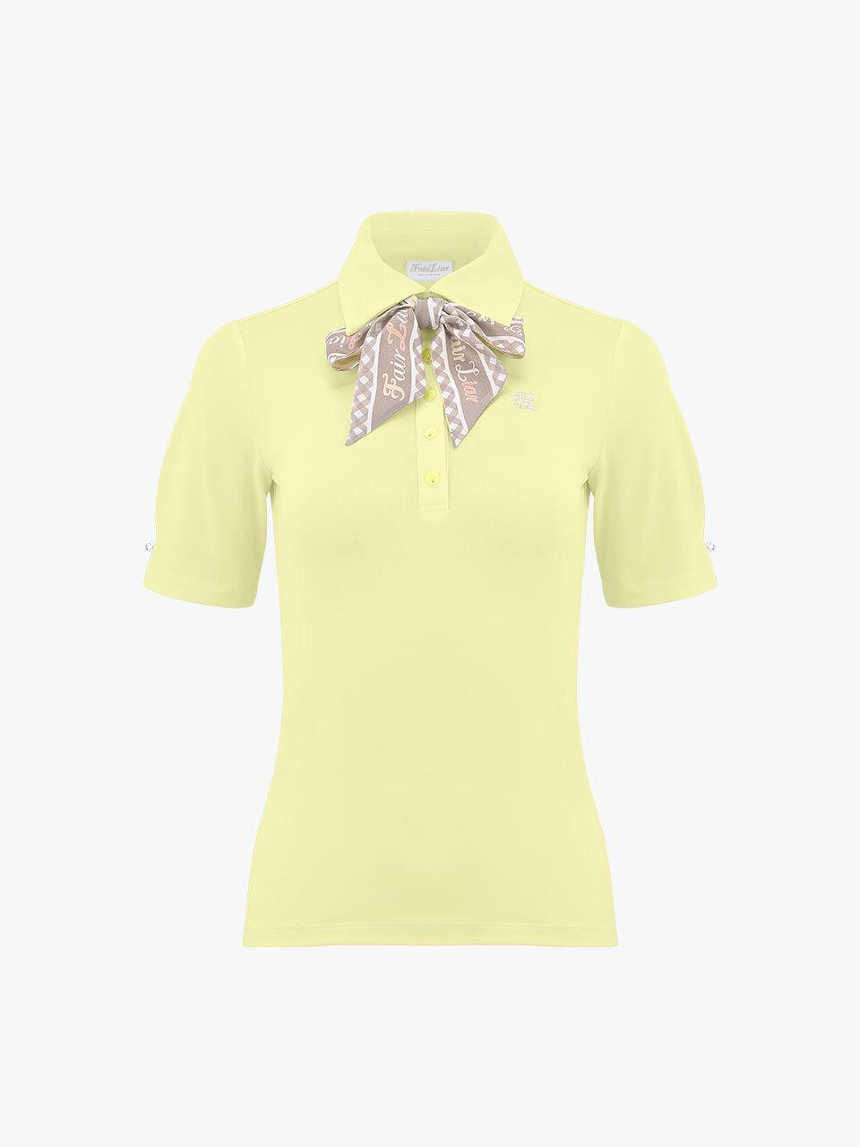 FAIRLIAR GOLF Gingham Slim Fit Pearl Button T-shirt [Yellow]