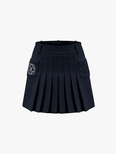 FAIRLIAR GOLF Heart Symbol A-line Cotton Blend Skirt [Navy]