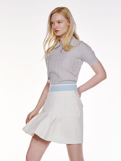 FAIRLIAR GOLF High-Waist Pleated Heart Symbol Skirt [Beige]