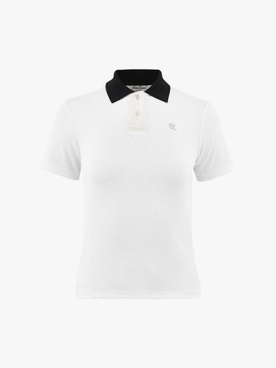 FAIRLIAR GOLF Jacquard Collar Slim Fit T-shirt [Beige]