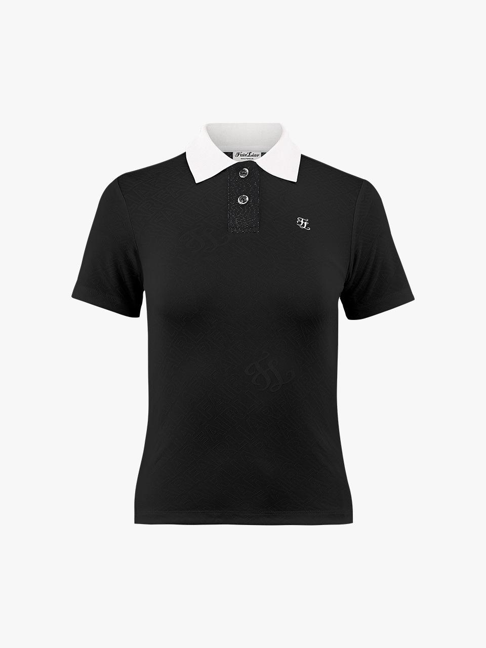 FAIRLIAR GOLF Jacquard Collar Slim Fit T-shirt [Black]