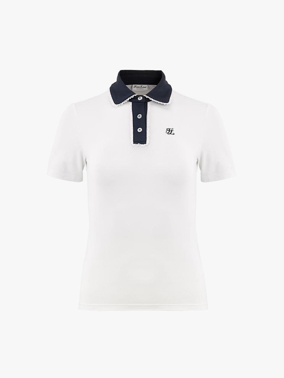 FAIRLIAR GOLF Lace Point Collar Slim Fit T-shirt [Beige]