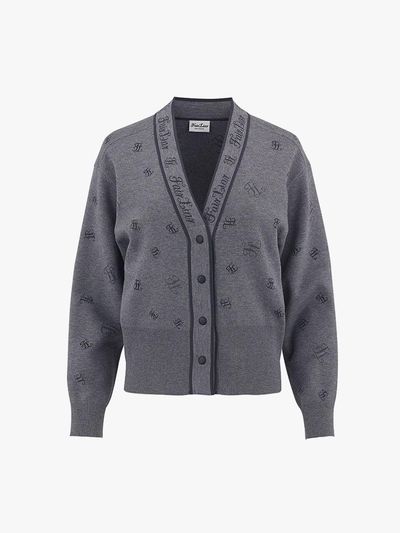 FAIRLIAR GOLF Logo Loose-fit V-neck Rayon-Polyester Cardigan [Melange Grey]