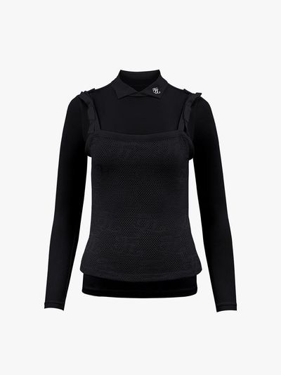 FAIRLIAR GOLF Logo Mesh Cooling Performance T-shirt [Black]