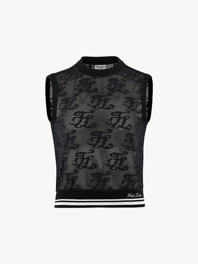 FAIRLIAR GOLF Logo Mesh Cropped Blouson Vest [Black]