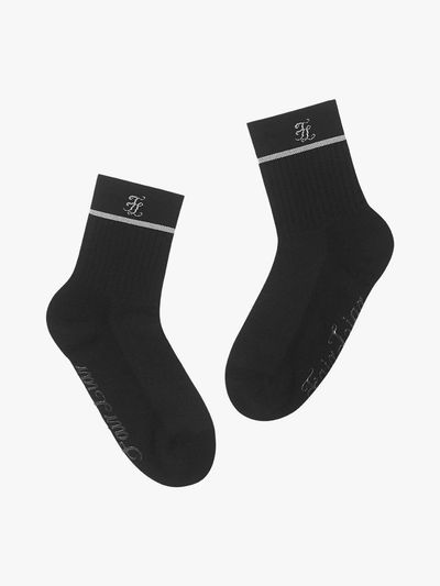 FAIRLIAR GOLF Logo Point Striped Jacquard Crew Socks [Black]