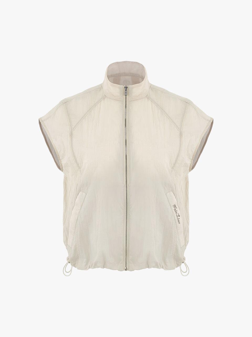 FAIRLIAR GOLF Loose-fit Cap Sleeve Lightweight Jumper [Beige]