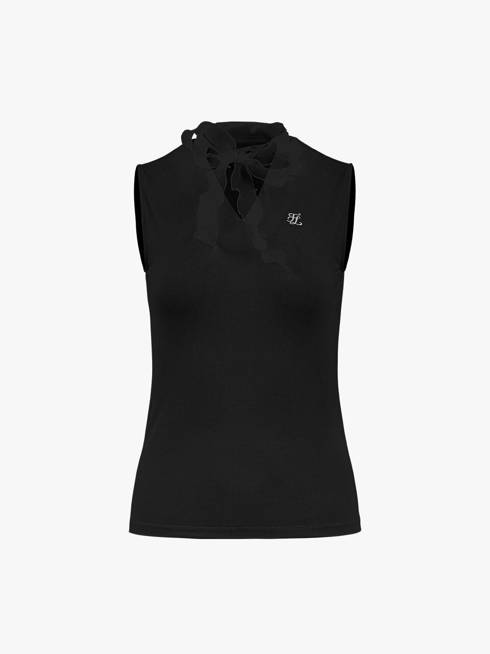 FAIRLIAR GOLF Organza Ribbon Sleeveless UV Protection T-shirt [Black]