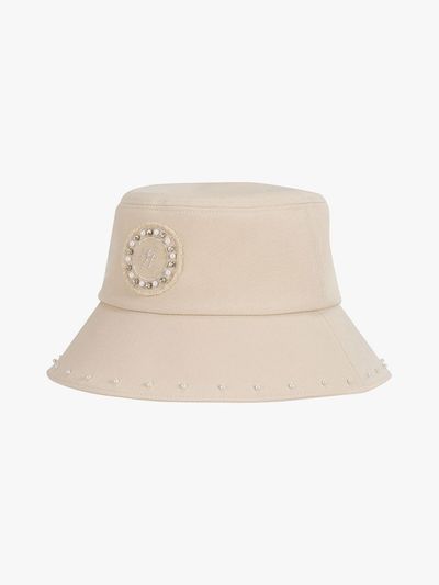 FAIRLIAR GOLF Pearl Crystal Wool-blend Bucket Hat [Beige]